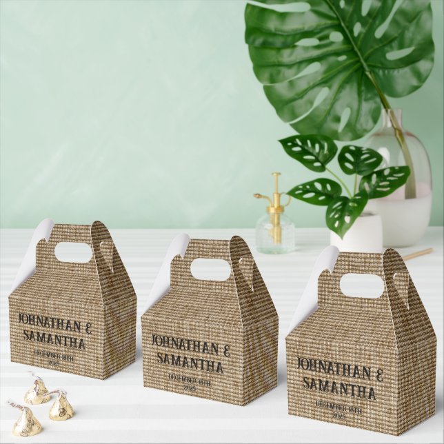 Personalisierte Burlap Nature Fevor Boxen - Rustik Geschenkschachtel (Zahlreiche)