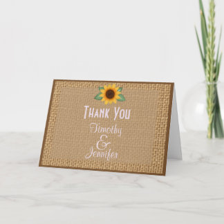 Personalisierte Burlap Sonnenblume Danke Notiz