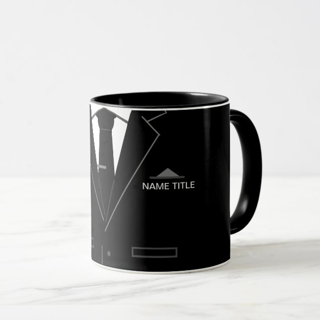 Personalisierte Business Tasse Schwarzer Anzug und (VorderseiteRechts)