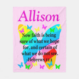 PERSONALISIERTE BUTTERFLY HEBREWS 11 BLANKET FLEECEDECKE