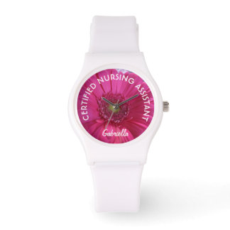 Personalisierte C.N.A. Pink Daisy Watch Armbanduhr