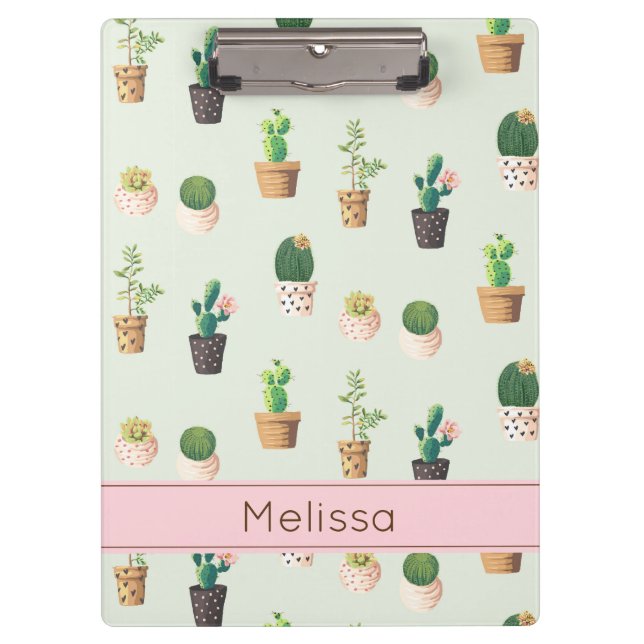 Personalisierte Cactus Print Clipboard Klemmbrett (Vorderseite)