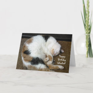 Personalisierte Calico-Katze hat zum Geburtstag ei Karte