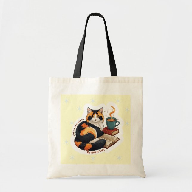 Personalisierte Calico-Katze Lesetüte Tragetasche (Vorne)