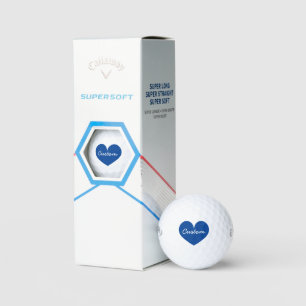 Personalisierte Callaway-Golfbälle mit blauem Herz Golfball