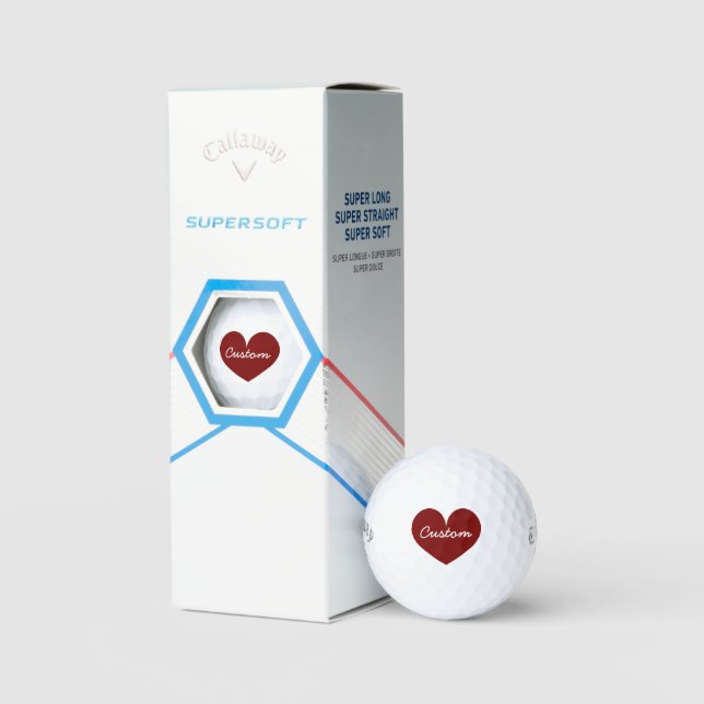 Personalisierte Callaway Golfbälle mit rotem Herze (Verpackung)