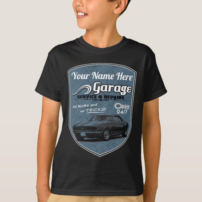 Personalisierte Camaro Garage T-Shirt (Vorderseite)