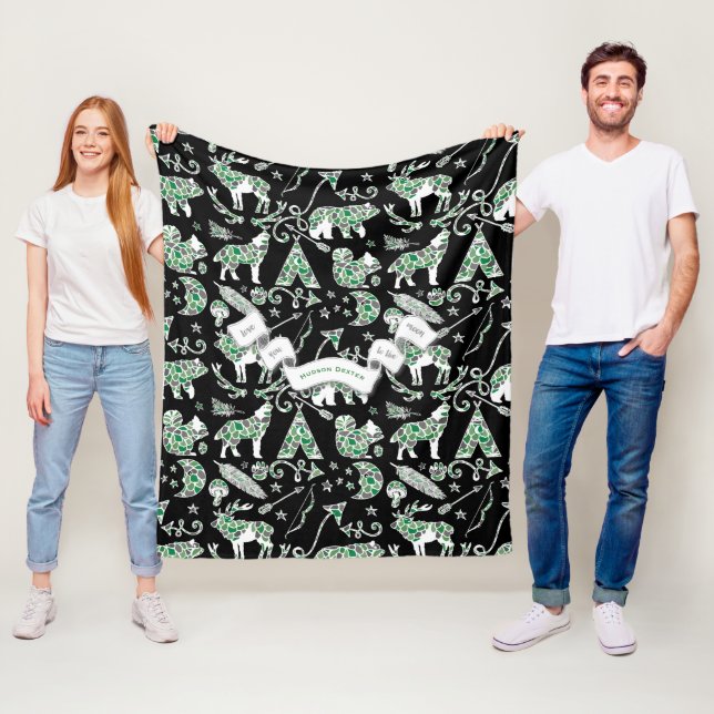 Personalisierte Camouflage Bear Deer Wolf Waldmust Fleecedecke (Beispiel)