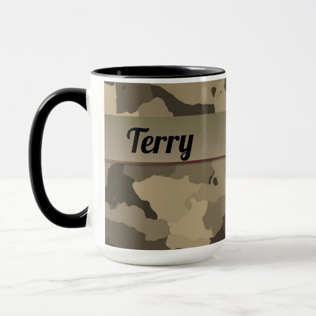Personalisierte Camouflage Classic Brown und Tan Tasse (Links)