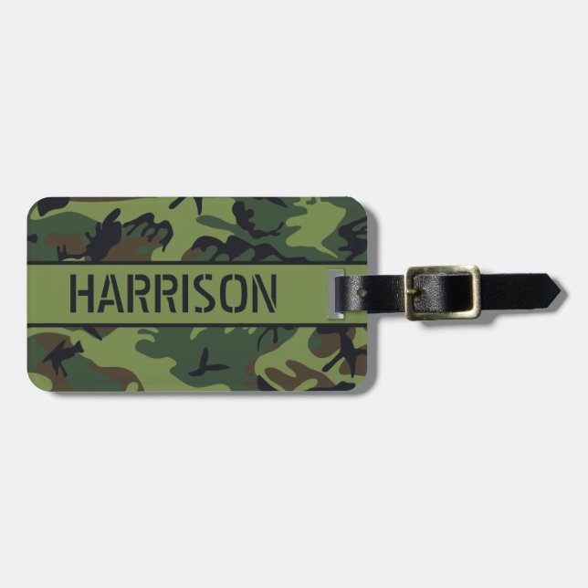 Personalisierte Camouflage Gepäckanhänger (Vorderseite horizontal)