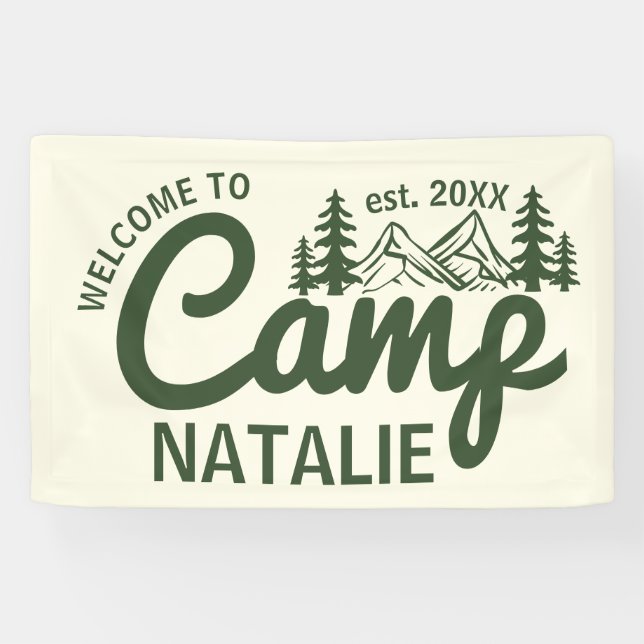 Personalisierte Camp Junggesellinnenparty - Coole  Banner (Horizontal)