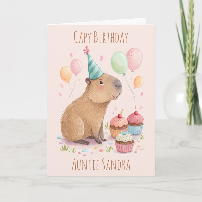 Personalisierte Capybara-Geburtstagskarte Karte (Vorderseite)