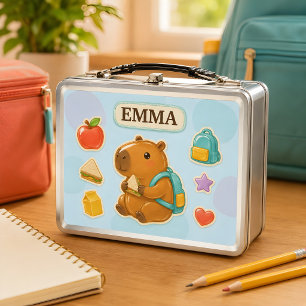 Personalisierte Capybara-Kinder-Schule-Metall-Lunc Metall Brotdose