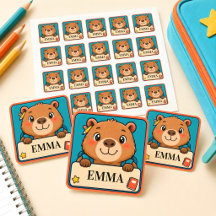 Personalisierte Capybara-Kinderschulnamen-Aufklebe