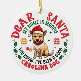 Personalisierte Carolina Dog Weihnachtsbaumrunde Keramik Ornament