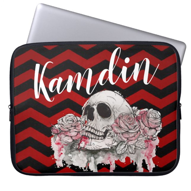 Personalisierte Caseskull-Rose für Notebooks mit Z Laptopschutzhülle (Vorderseite)