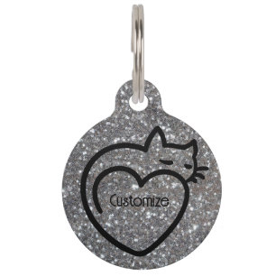 Personalisierte Cat Liebe Silver Black Logo Haustiermarke