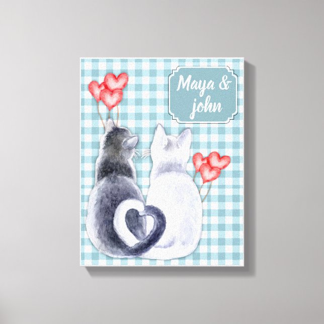 Personalisierte Cat Liebe Stretched Canvas Print Leinwanddruck (Vorderseite)