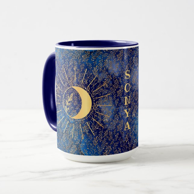 Personalisierte Celestial Sun and Moon 15 oz Tasse (Vorderseite Links)
