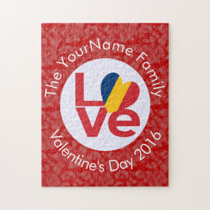 Personalisierte Chad Red LOVE Flagge Puzzle