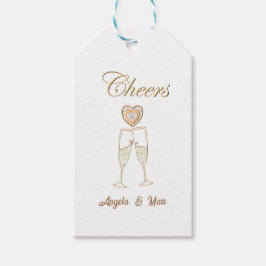 Personalisierte Champagnerbrille und Herz Geschenkanhänger