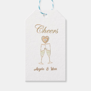 Personalisierte Champagnerbrille und Herz Geschenkanhänger