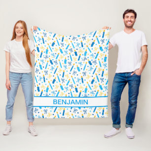 Personalisierte Chanukka-Kerzen Fleecedecke