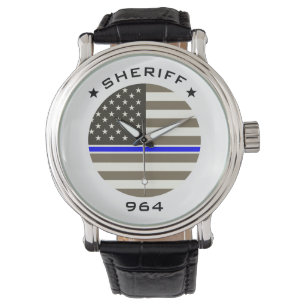 Personalisierte Chargennummer Sheriff Blue Line Fl Armbanduhr