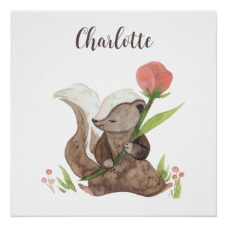 Personalisierte "Charlotte" Wasserfarbe Skunk & Bl Poster