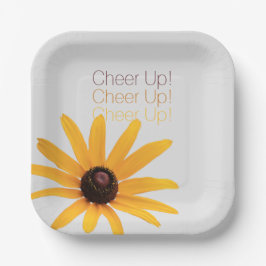 Personalisierte "Cheer Up" Hellgelbe Blume Pappteller