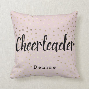 Personalisierte Cheerleader Pink und Goldpolka-Pun Kissen