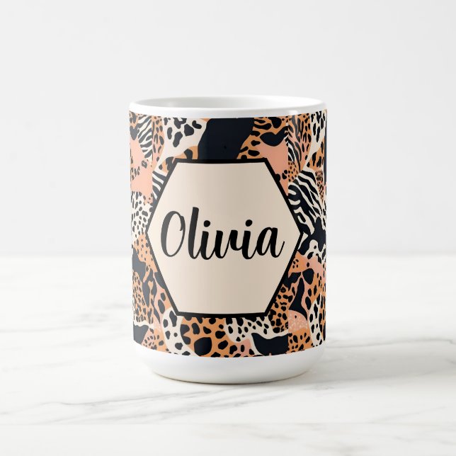 Personalisierte Cheetah und Zebra Print Kaffeetasse (Mittel)