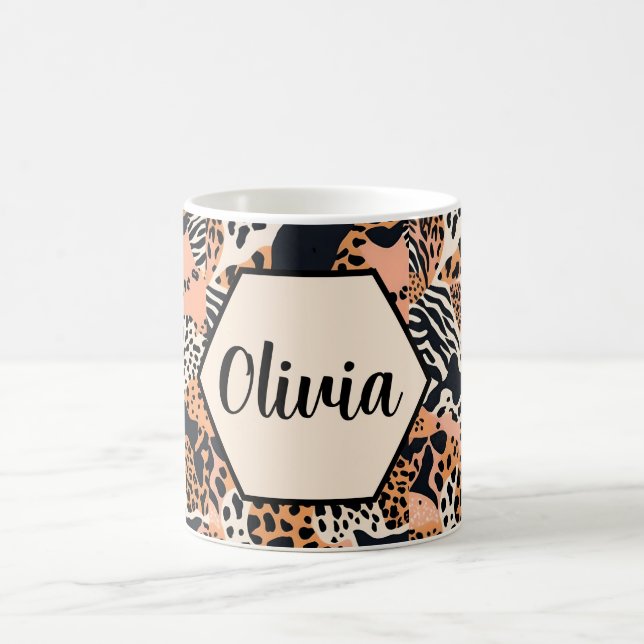 Personalisierte Cheetah und Zebra Print Kaffeetasse (Mittel)