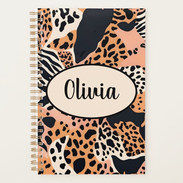 Personalisierte Cheetah und Zebra Print Planer (Vorderseite)