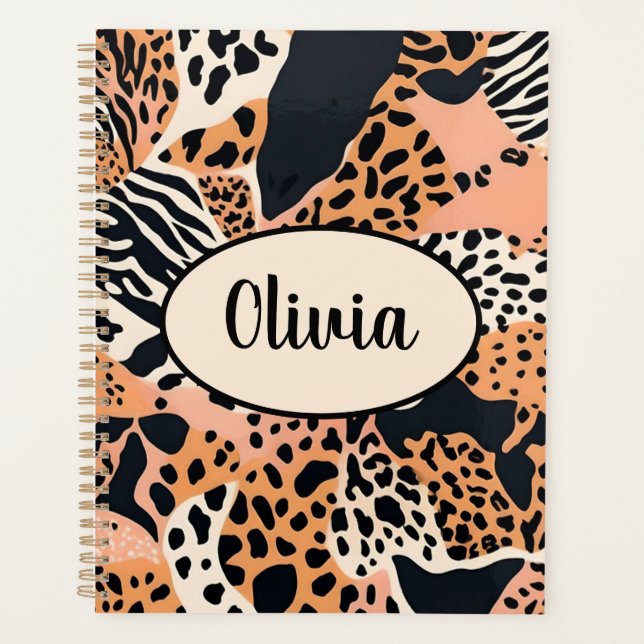 Personalisierte Cheetah und Zebra Print Planer (Vorderseite)