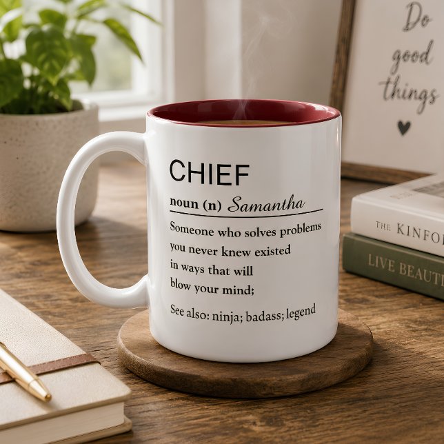 Personalisierte Chef-Definition Zweifarbige Tasse (Von Creator hochgeladen)