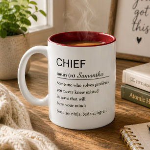 Personalisierte Chef-Definition Zweifarbige Tasse