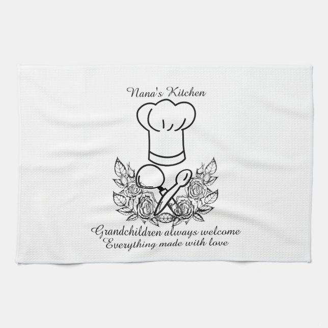 Personalisierte Chef-Oma-Blumen-Muttertag Geschirrtuch (Horizontal)