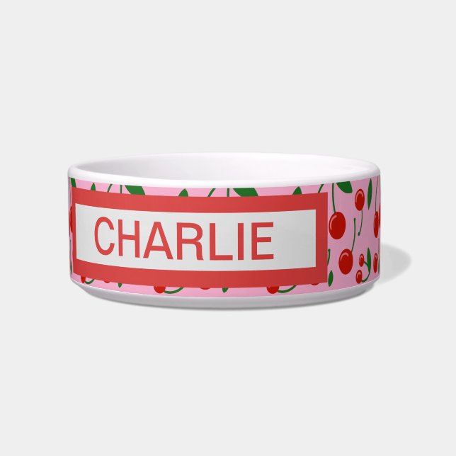 personalisierte Cherries Dog Bowl Napf (Vorderseite)