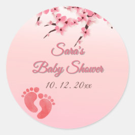 Personalisierte Cherry Blossom Babydusche Runder Aufkleber