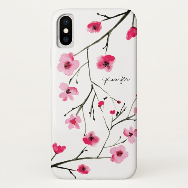 Personalisierte Cherry Blossom Wasserfarbe Case-Mate iPhone Hülle (Rückseite)