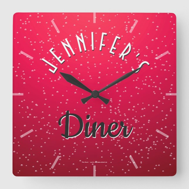 Personalisierte Cherry Soda Retro Diner Clock Große Wanduhr (Vorderseite)