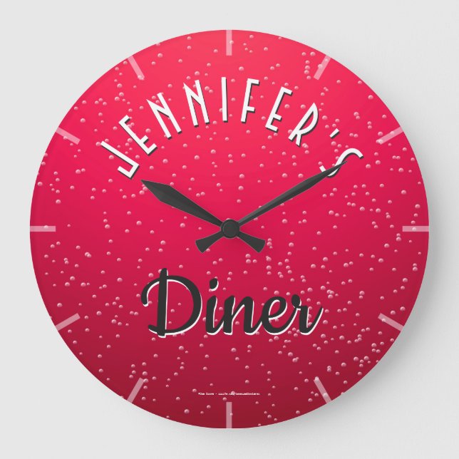 Personalisierte Cherry Soda Retro Diner Clock Große Wanduhr (Vorderseite)