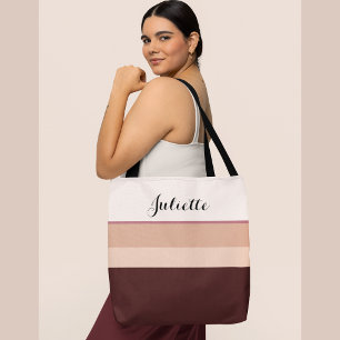 Personalisierte Chic gestreifte Name Rose Gold-Tas