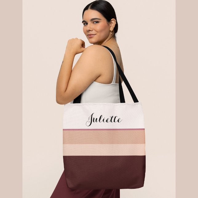 Personalisierte Chic gestreifte Name Rose Gold-Tas (Von Creator hochgeladen)