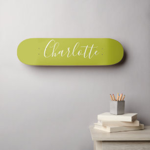 Personalisierte Chic-Kalligrafie-Name Limettengrün Skateboard