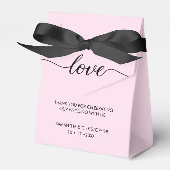 Personalisierte Chic-Liebe ScrIpt Black Pink-Hochz Geschenkschachtel (Vorderseite)