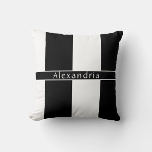 Personalisierte Chic Stripes Schwarz/Weiß Kissen