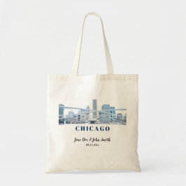 Personalisierte Chicago Skyline Wedding Tote Bag Tragetasche