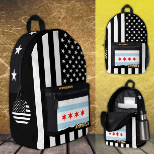 Personalisierte Chicagoer Flaggentasche, amerikani Bedruckter Rucksack